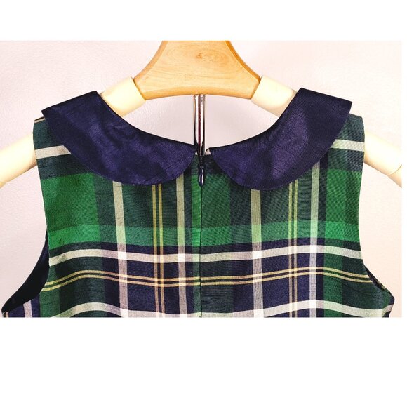 Gymboree Plaid Black Watch Green Navy Dress Girl 10 - Picture 8 of 12